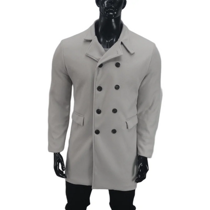 Double-breasted men's coat - Timeless wool coat with lapel collar