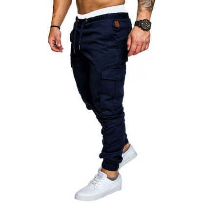 Cargo trousers men - Sporty jogging trousers with side pockets, elasticated waistband