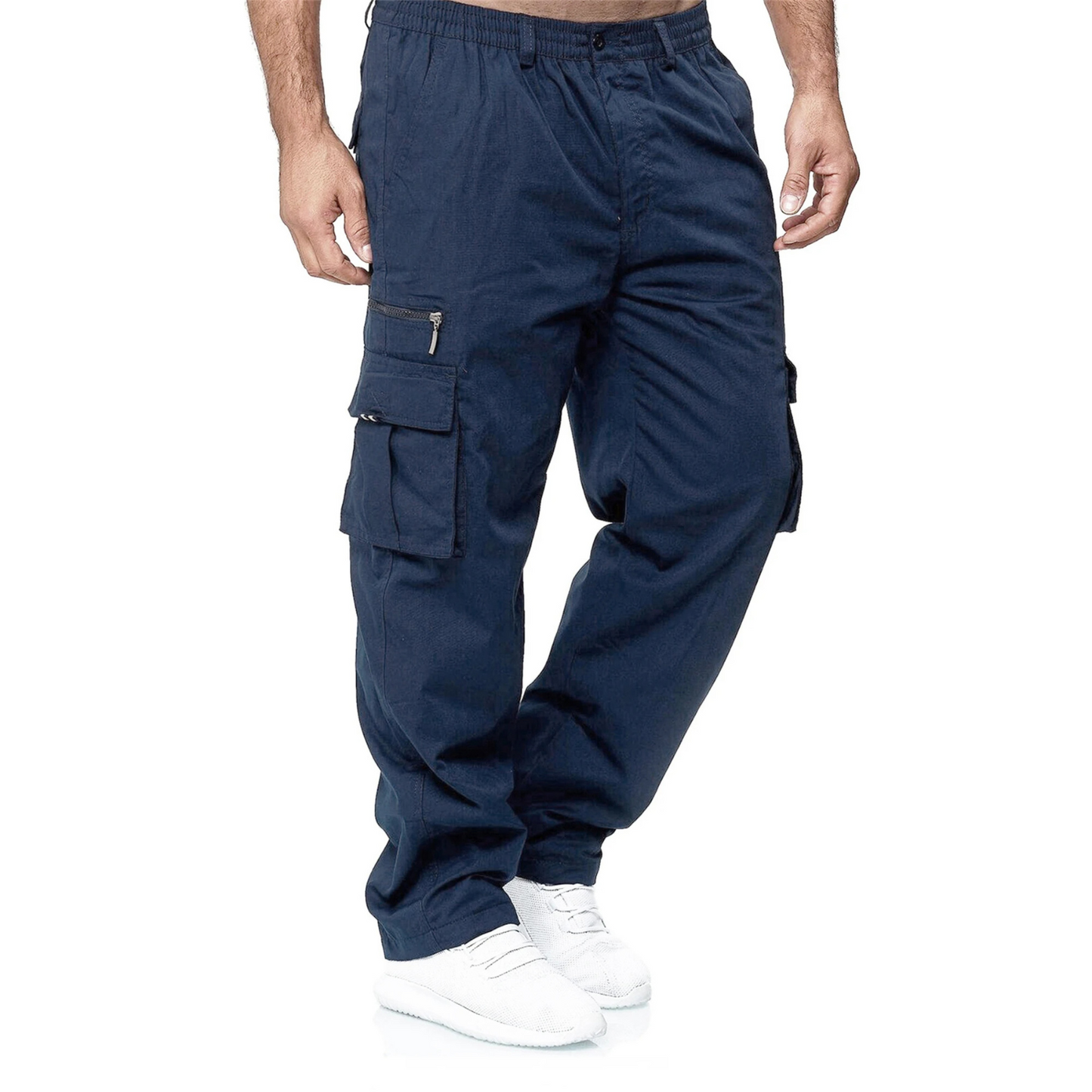 Straight multi-pocket cargo trousers for men