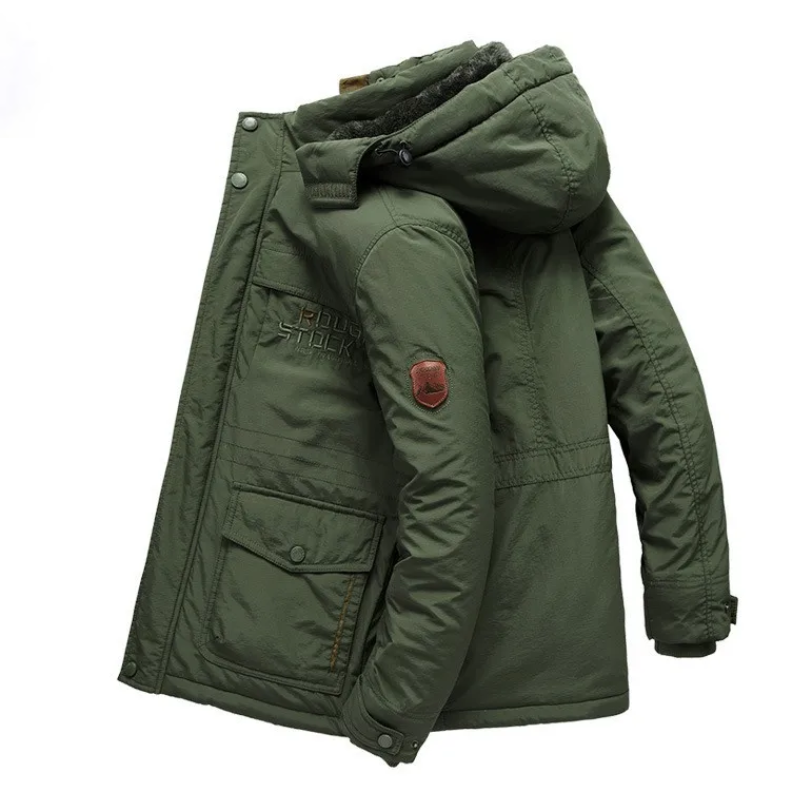 Men's water-repellent parka jacket with adjustable hood