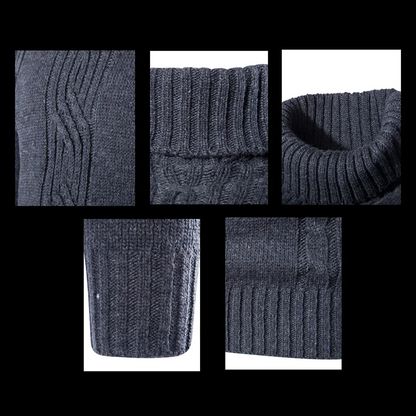 Turtleneck jumper men - Turtleneck jumper with cable knit pattern for cosiness