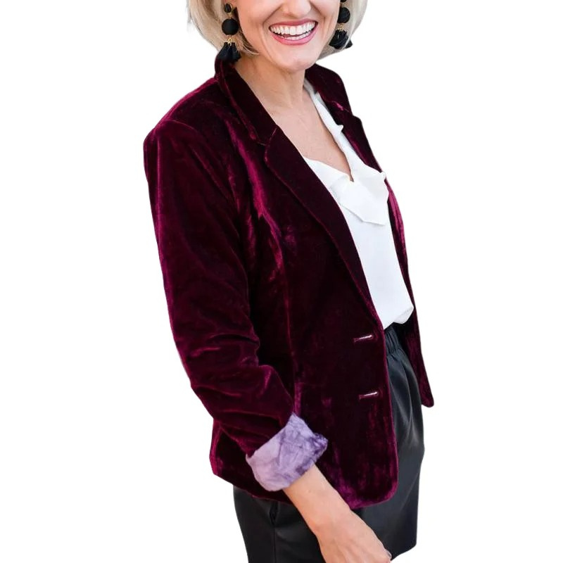 Fashion Choice - Velvet Women's Long-Sleeved Blazer - Luxurious and Comfortable