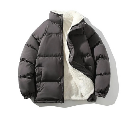 Men's puffer jacket with sherpa lining and zip pockets