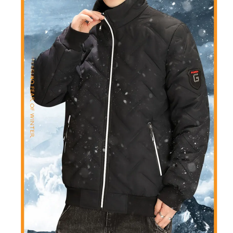 Men's puffer jacket with logo embroidery and zip pockets