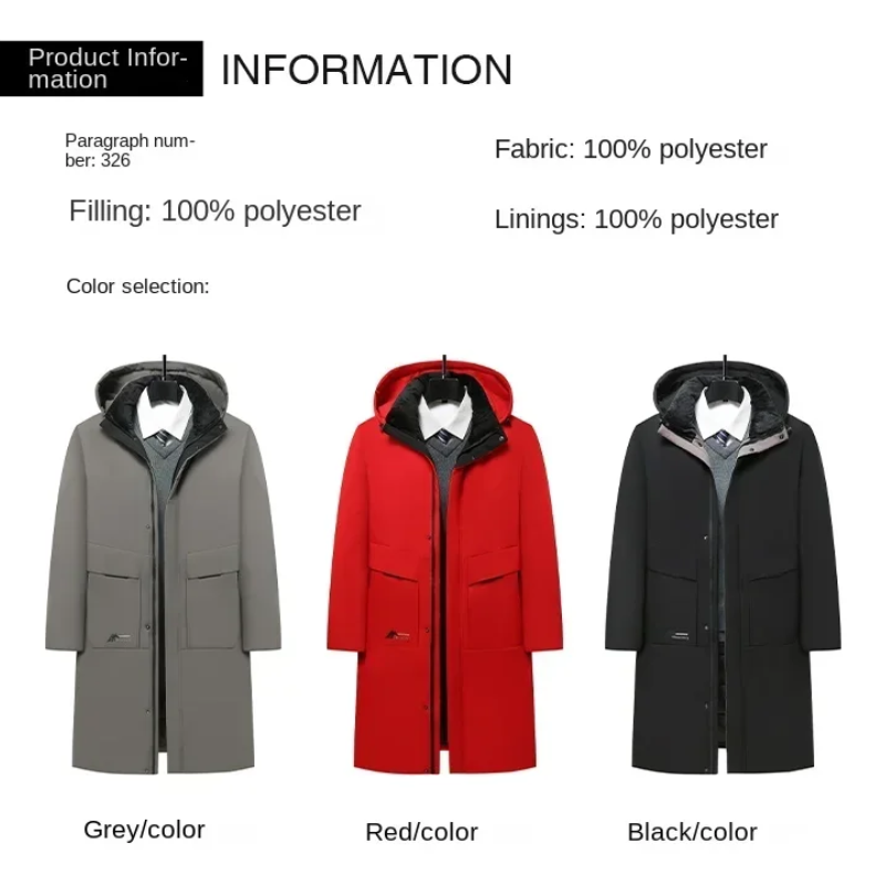 Men's parka winter jacket long cut with hood and warm lining