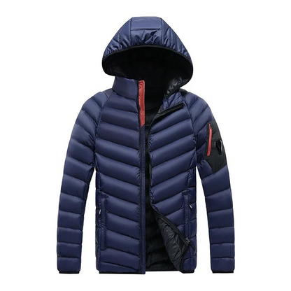 Men's quilted transition jacket - With hood, Warm, With zip