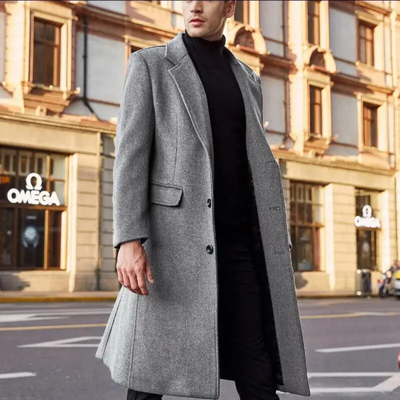 Long men's coat - Classic wool coat with slim fit