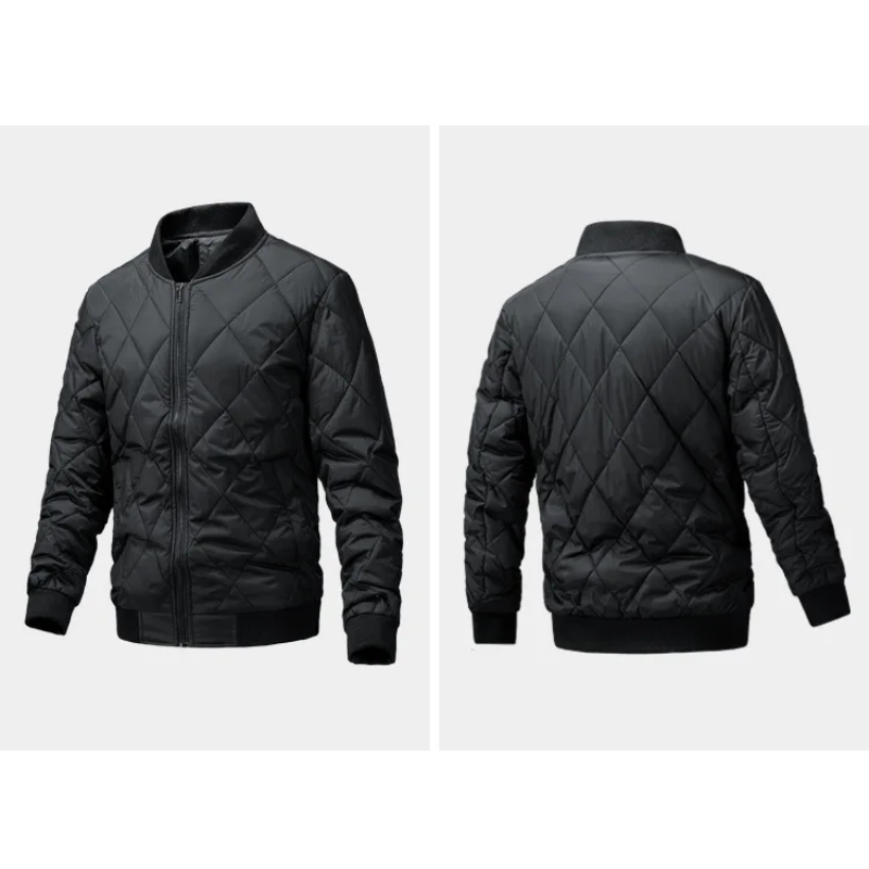 Men's quilted transitional jacket - Lightweight, diamond pattern, with zip