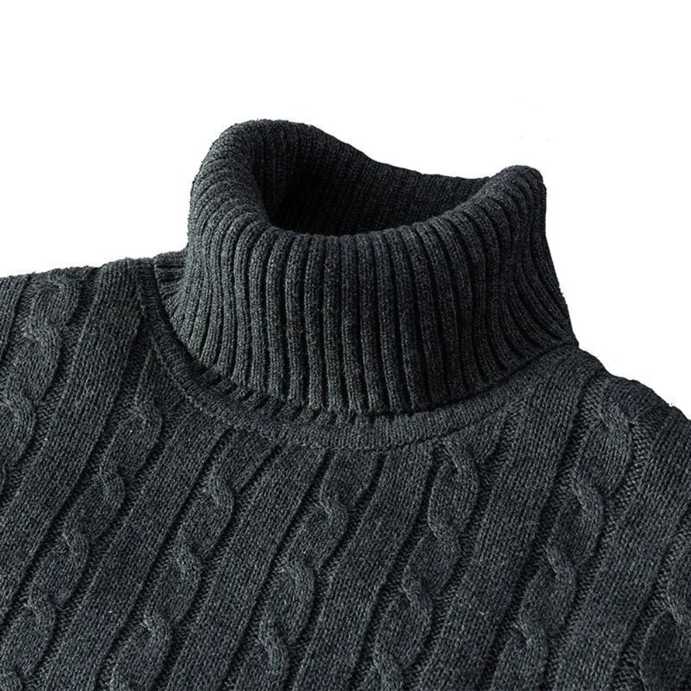 Turtleneck jumper men - Warm turtleneck jumper with cable knit pattern