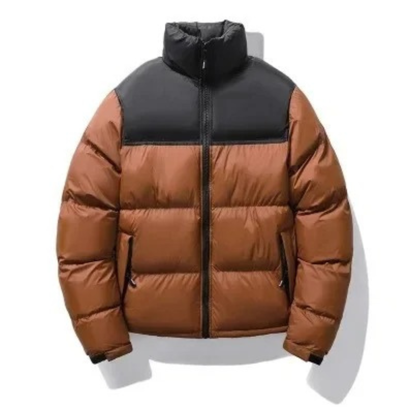 Men's puffer jacket with high collar and side pockets