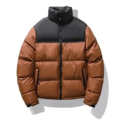 Men's puffer jacket with high collar and side pockets