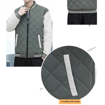 Men's quilted transitional jacket - Two-coloured, With fleece lining, With zip