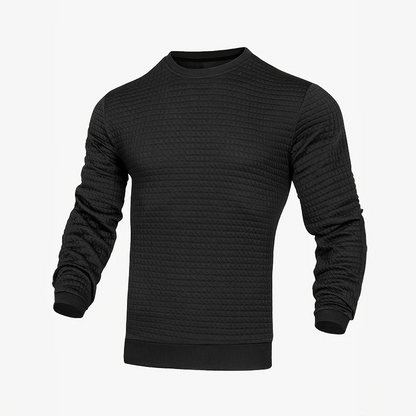 Men's sweater with structure, round neck slim fit jumper