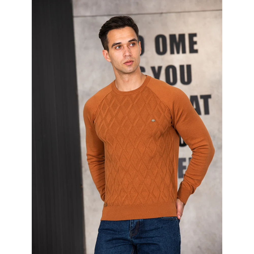 Structured round neck men's  sweater for an elegant appearance