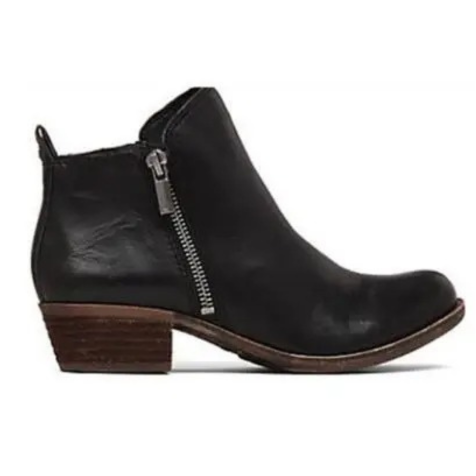 Ankle Boots with Low Heel and Vintage Finish - Women's Ankle Boots