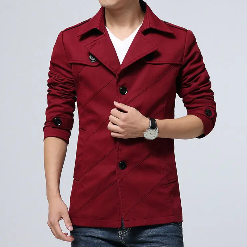 Casual men's coat - Lightweight trench coat with a modern design