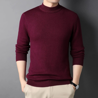 Lightweight knitted jumper with stand-up collar Turtleneck jumper for men