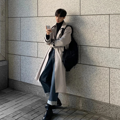 Modern men's coat - Long trench coat with a loose fit