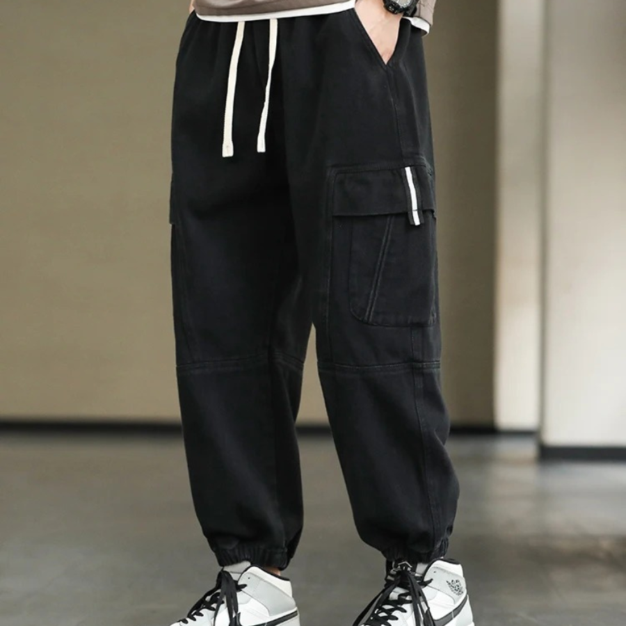 Cargo trousers men - Casual jogging trousers with side pockets, comfortable waistband