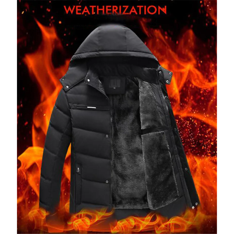 Men's parka winter jacket with fleece lining and hood