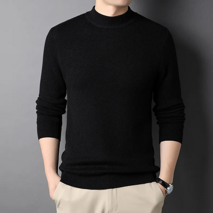 Lightweight knitted jumper with stand-up collar Turtleneck jumper for men