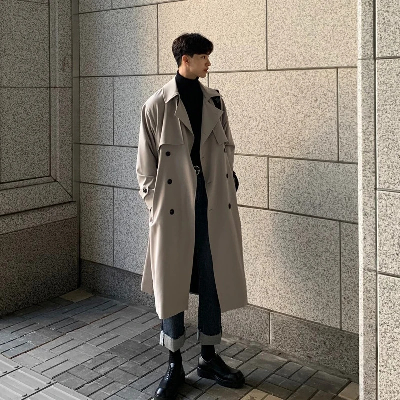 Modern men's coat - Long trench coat with a loose fit