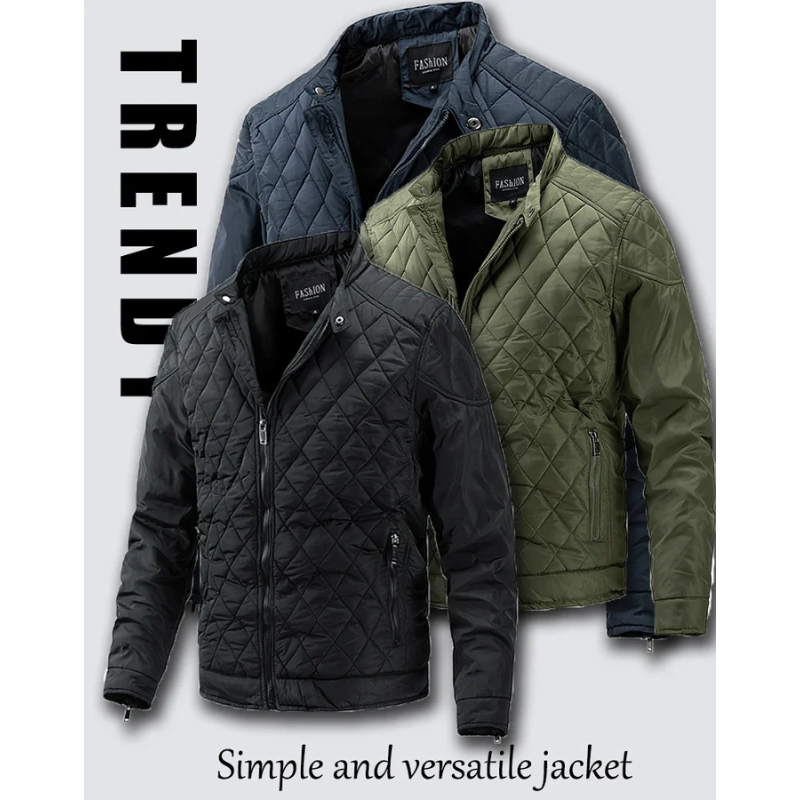 Men's quilted transitional jacket - diamond pattern, light, casual