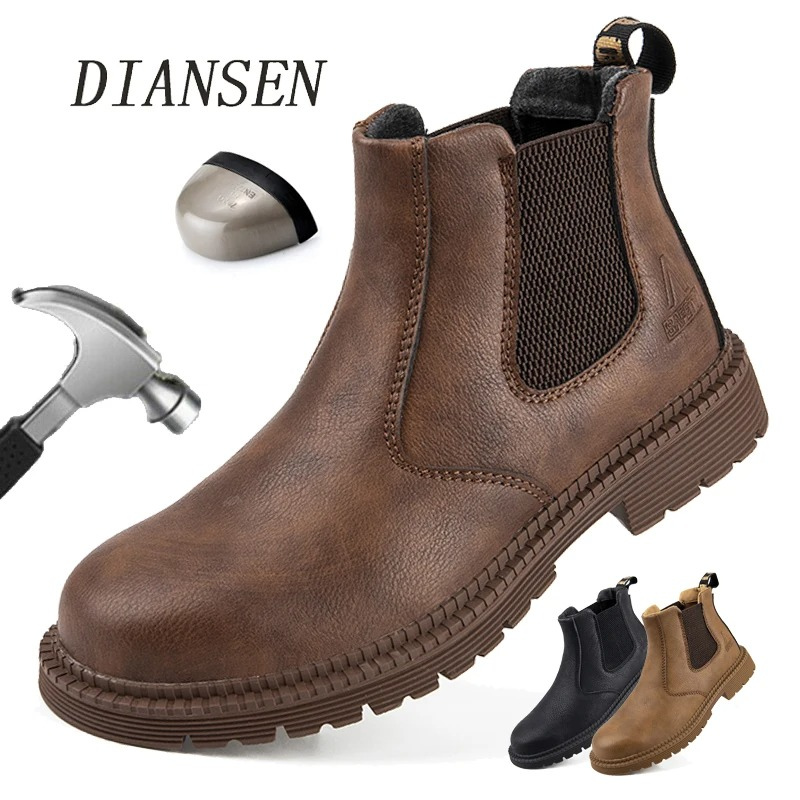 men's boots with elasticated inserts and robust rubber sole