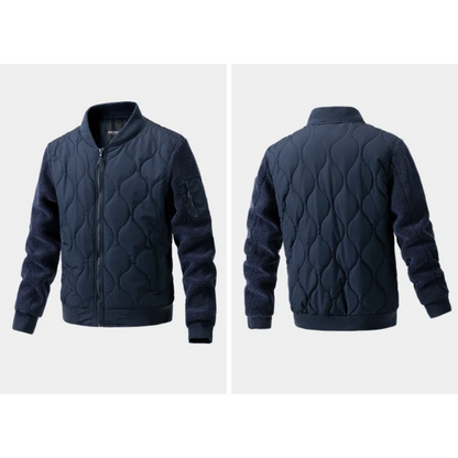 Men's quilted transitional jacket - With sherpa sleeves, Warm, With zip