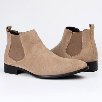 Slim suede men's Chelsea boots with elasticated insert