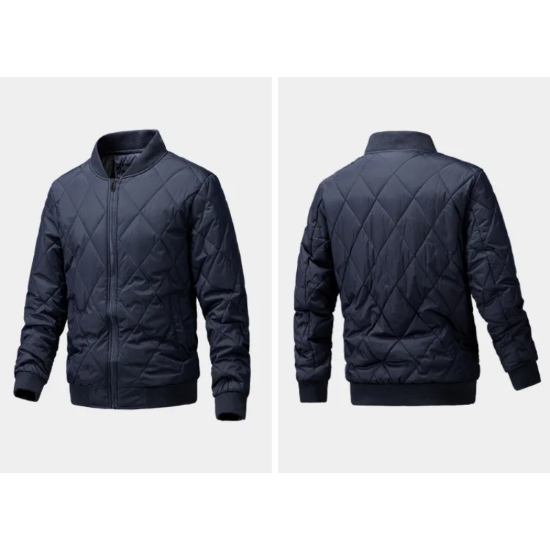 Men's quilted transitional jacket - Lightweight, diamond pattern, with zip