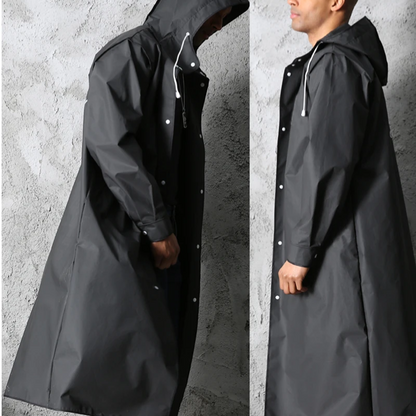 Men's mackintosh long waterproof with adjustable hood