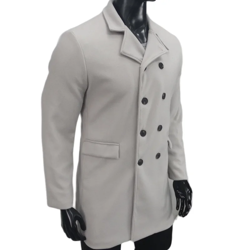 Double-breasted men's coat - Timeless wool coat with lapel collar