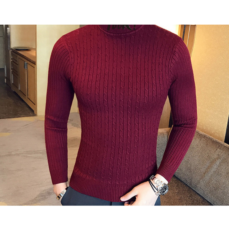 Turtleneck jumper men - cable knit, soft, slim fit, casual wear