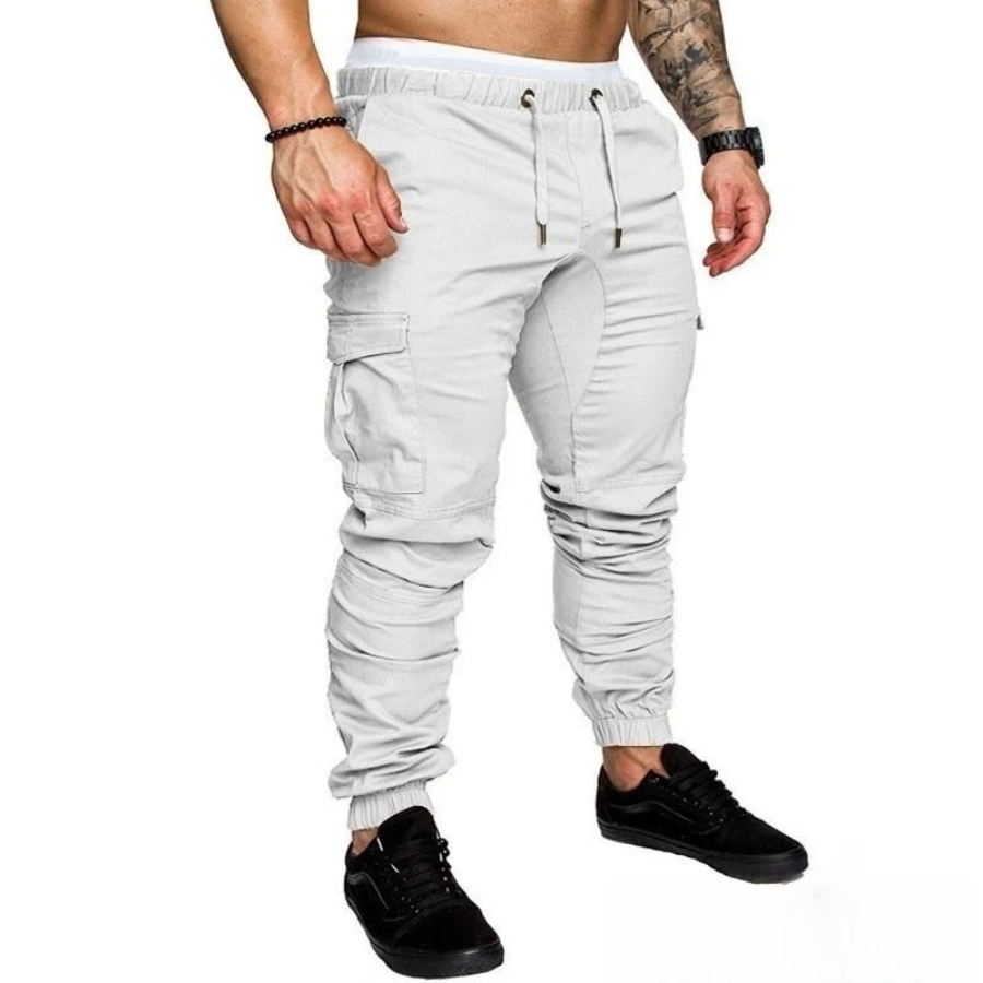 Cargo trousers men - Sporty jogging trousers with side pockets, elasticated waistband