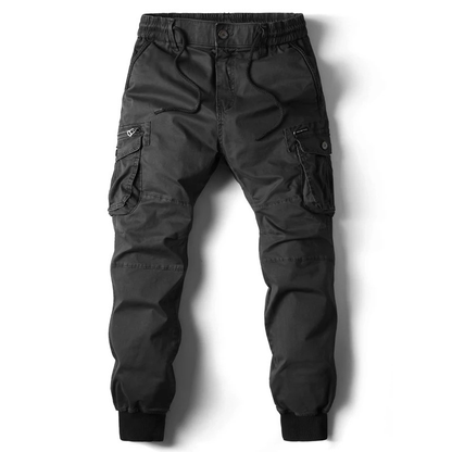 Wide drawstring - Cargo trousers for men - Comfortable outdoor trousers with pockets, elasticated waistband