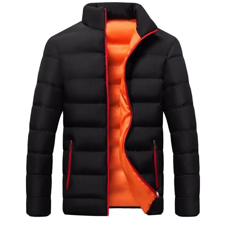 Men's puffer jacket with side pockets and front zip