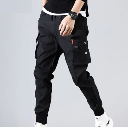 Cargo trousers men - Comfortable jogging trousers with several pockets, elasticated cuffs