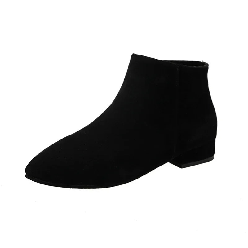 Women's Ankle Boots with Flat Heel and Minimalist Design - Women's Ankle Boots