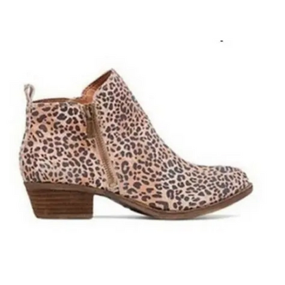 Ankle Boots with Low Heel and Vintage Finish - Women's Ankle Boots