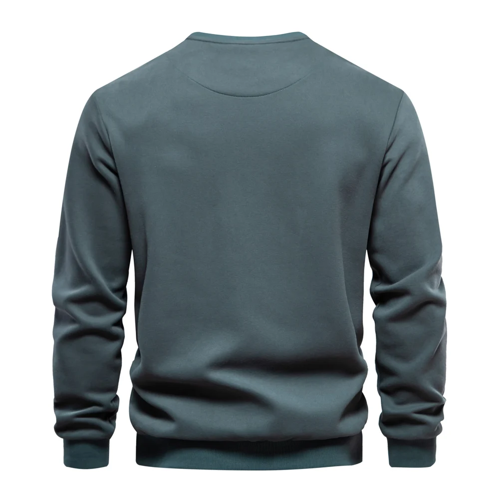 Men's sweater with zip pocket, round neck Casual pullover