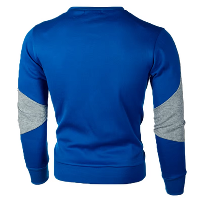 Men's sweater with colour block, round neck casual pullover sweatshirt