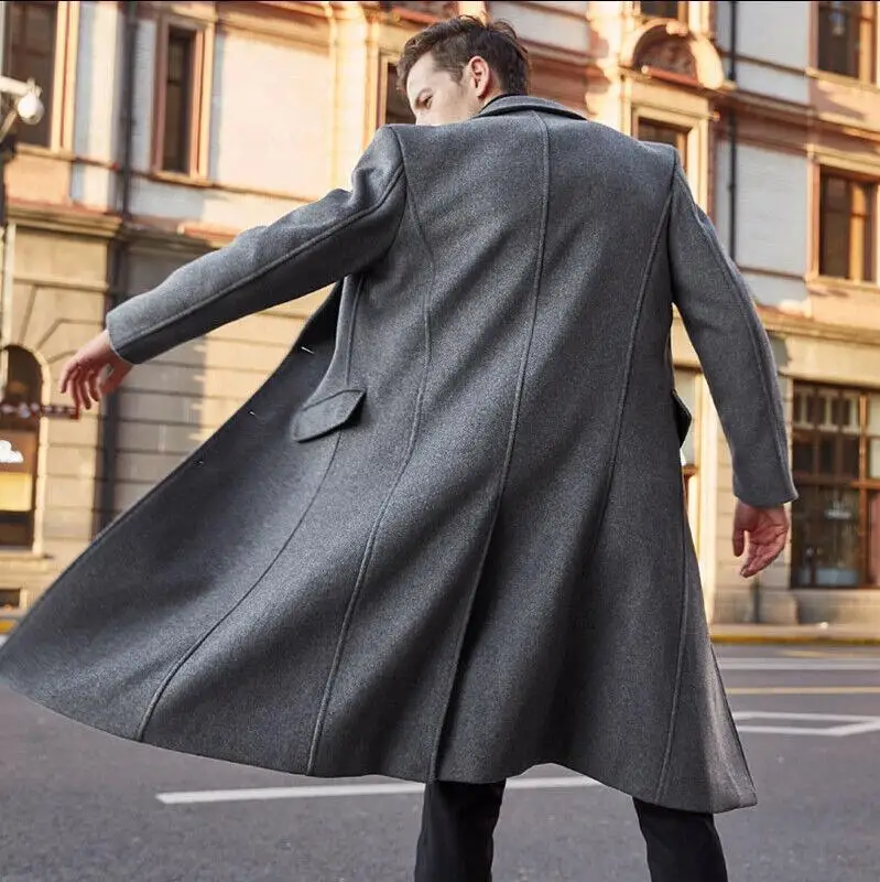 Long men's coat - Classic wool coat with slim fit