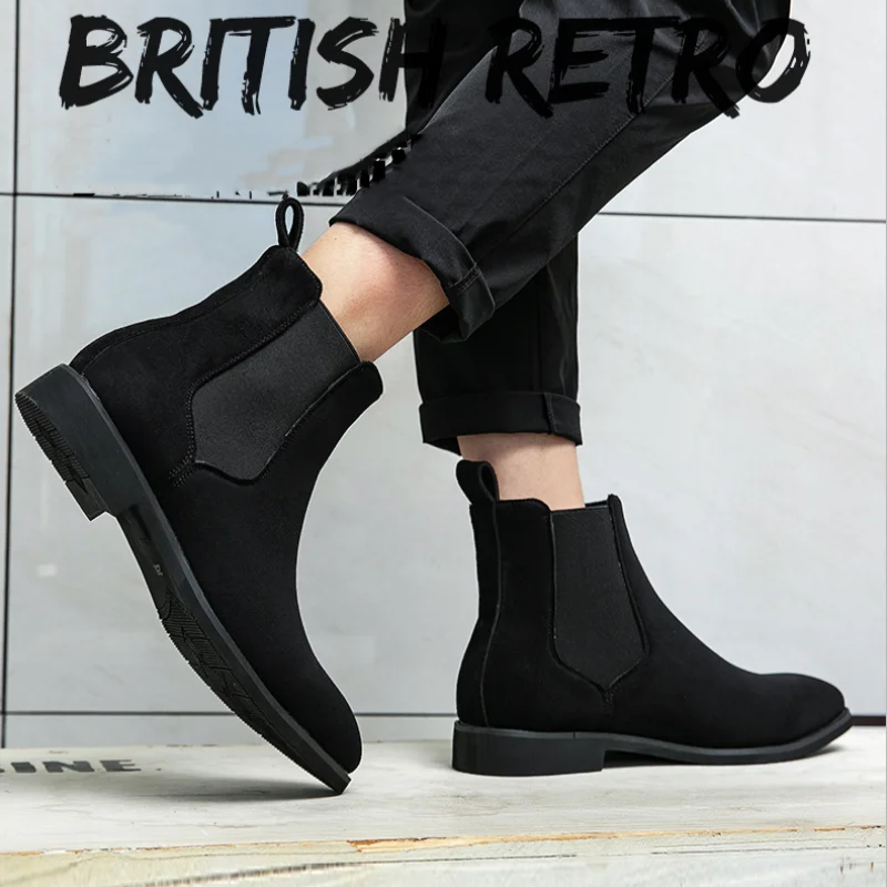 Fashionable suede Chelsea boots for men with elasticated insert