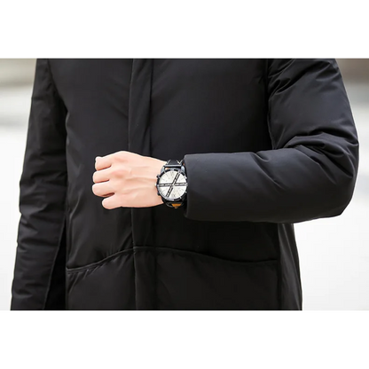 Men's parka winter jacket long cut with hood and pockets