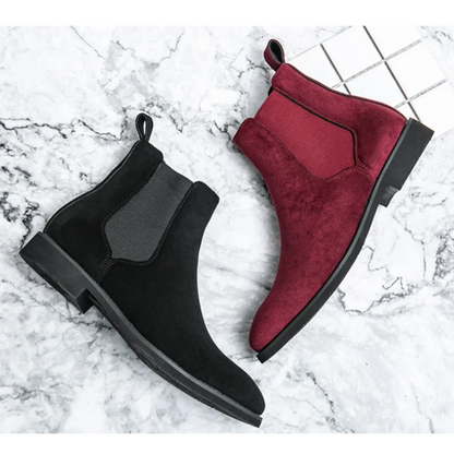 Fashionable suede Chelsea boots for men with elasticated insert