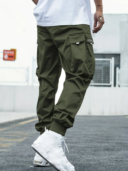 Cargo trousers men - Water-repellent jogging trousers with pockets, adjustable waistband