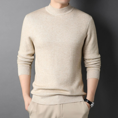 Lightweight knitted jumper with stand-up collar Turtleneck jumper for men