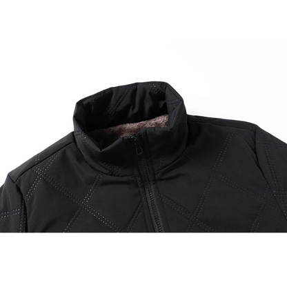 Men's puffer jacket with quilted pattern and fleece lining