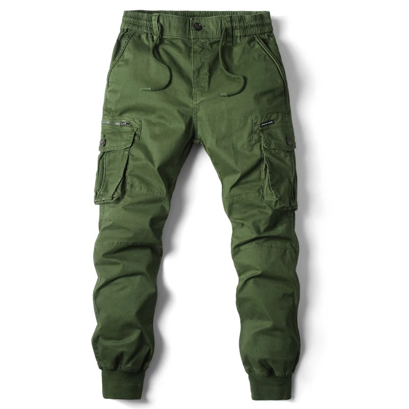 Wide drawstring - Cargo trousers for men - Comfortable outdoor trousers with pockets, elasticated waistband